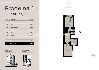 Prodej obchodního prostoru 84 m² Plzeňská, Praha - Košíře