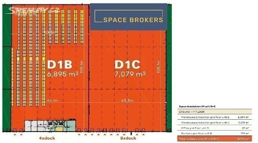 Pronájem skladového prostoru 13776 m² Divišov
