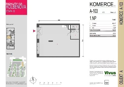 Prodej obchodního prostoru 73 m² Smržových, Praha - Vysočany