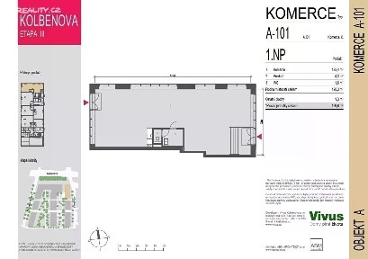 Prodej obchodního prostoru 130 m² Smržových, Praha - Vysočany