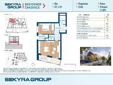 Prodej bytu 2+kk 53 m² Schoellerova, Praha - Čakovice