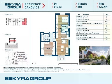 Prodej bytu 3+kk 77 m² Schoellerova, Praha - Čakovice