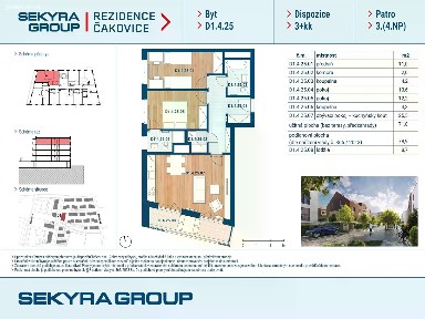 Prodej bytu 3+kk 72 m² Schoellerova, Praha - Čakovice