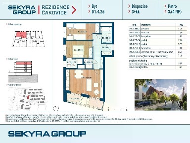 Prodej bytu 3+kk 71 m² Schoellerova, Praha - Čakovice