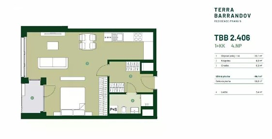 Prodej bytu 1+kk 53 m² Silurská, Praha - Hlubočepy