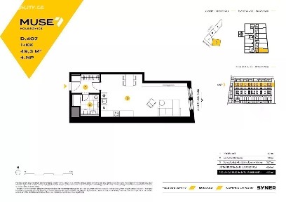 Prodej bytu 1+kk 49 m² U papírny, Praha - Holešovice