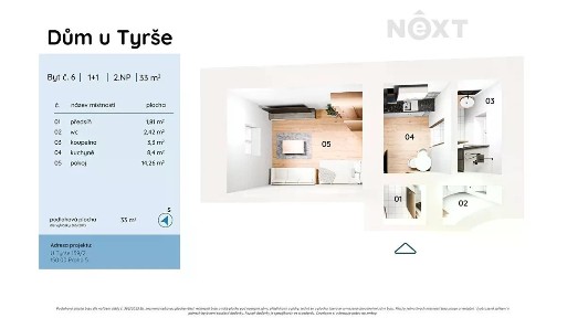 Prodej bytu 1+1 36 m² U Tyrše, Praha - Košíře