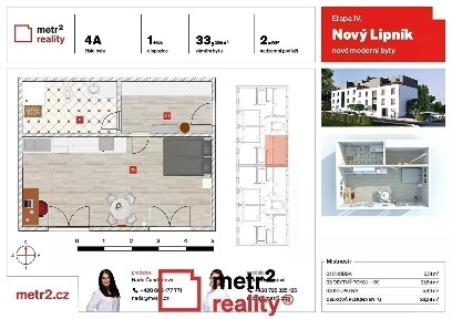 Prodej bytu 1+kk 33 m² Na Výsluní, Lipník nad Bečvou