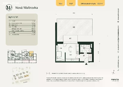 Prodej bytu 1+kk 31 m² náměstí Augustina Bubníka, Praha - Radlice