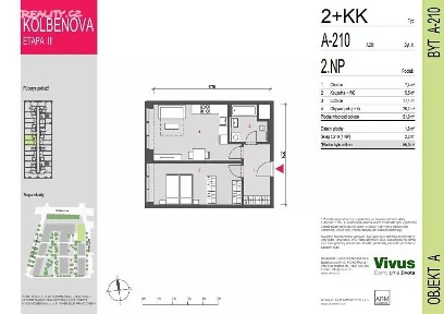 Prodej bytu 2+kk 55 m² Smržových, Praha - Vysočany