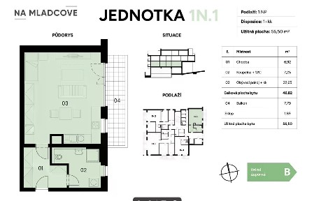 Prodej bytu 1+kk 57 m² Zlín - Mladcová
