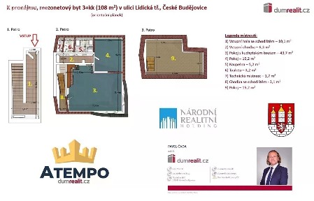 Pronájem bytu 3+kk 108 m² Lidická tř., České Budějovice - České Budějovice 7