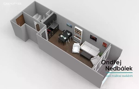 Prodej bytu 1+kk 29 m² Kvítková, Zlín