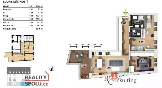 Prodej bytu 3+kk 71 m² Prokopa Velikého, Český Brod