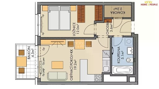 Prodej bytu 2+kk 45 m² Pod Harfou, Praha - Vysočany