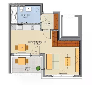 Prodej bytu 1+kk 35 m² Hugo Haase, Praha - Hlubočepy