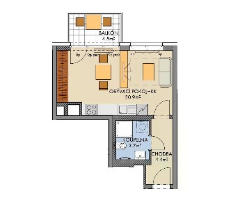Prodej bytu 1+kk 34 m² Pod Harfou, Praha - Vysočany