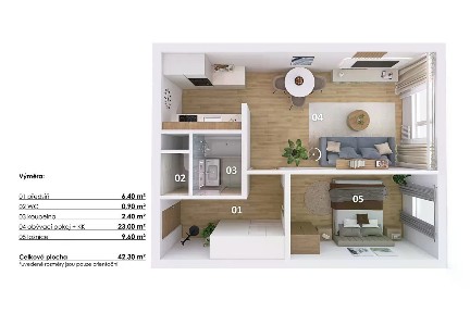 Prodej bytu 2+1 45 m² Slunná, Příbram - Příbram V-Zdaboř
