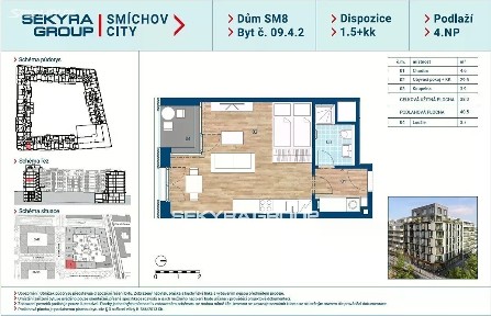 Prodej bytu 1+kk 38 m² Šiklové, Praha