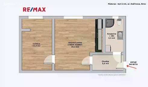 Prodej bytu 2+kk 47 m² Zvěřinova, Brno - Černovice