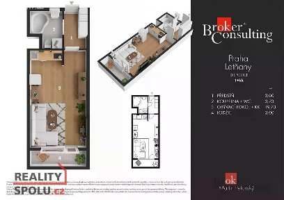 Prodej bytu 1+kk 31 m² Místecká, Praha - Letňany