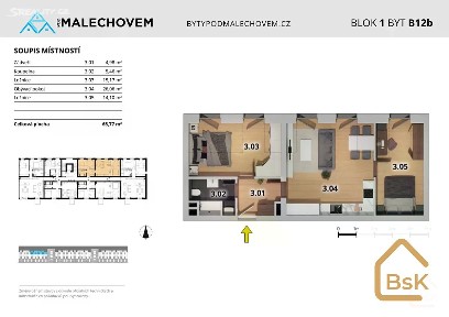 Prodej bytu 3+kk 66 m² Prokopa Velikého, Český Brod
