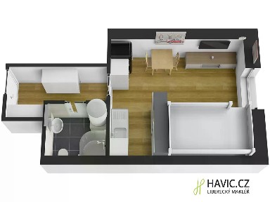 Pronájem bytu 1+kk 28 m² Ruprechtická, Liberec - Liberec XIV-Ruprechtice