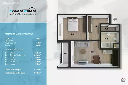 Prodej bytu 2+kk 57 m² Závišova, Praha - Nusle