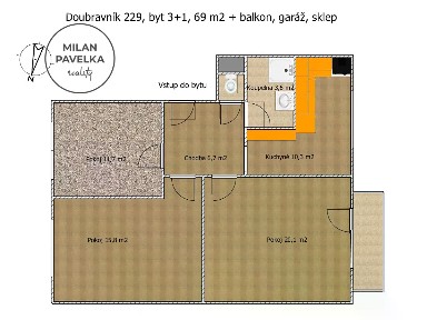 Prodej bytu 3+1 69 m² Doubravník