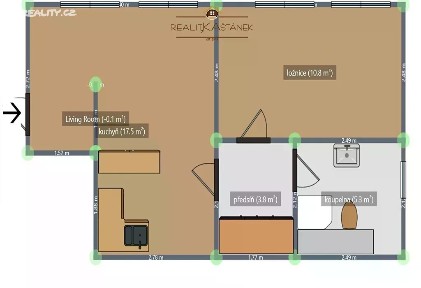 Pronájem bytu 2+kk 37 m² Husova, Liberec - Liberec V-Kristiánov