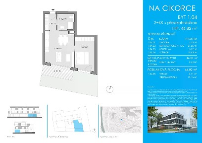 Prodej bytu 2+kk 44 m² Na Cikorce, Praha - Modřany