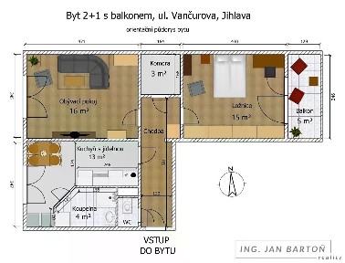 Pronájem bytu 2+1 58 m² Vančurova, Jihlava