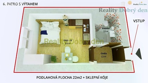 Pronájem bytu 1+kk 22 m² Edvarda Beneše, Opava - Kateřinky