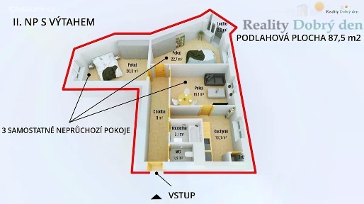Pronájem bytu 3+1 72 m² Olbrichova, Opava - Předměstí