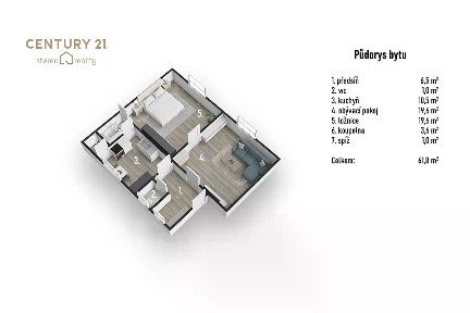 Prodej bytu 2+1 62 m² Ostrčilova, Ústí nad Labem - Klíše