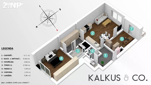 Pronájem bytu 3+1 75 m² Smetanovo nábřeží, Hradec Králové