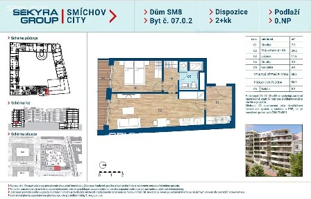 Prodej bytu 2+kk 51 m² Šiklové, Praha