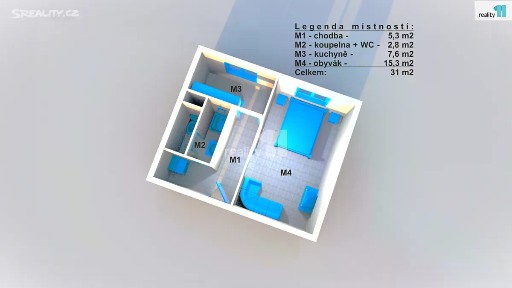 Pronájem bytu 1+1 31 m² Dělnická, Kolín - Kolín II
