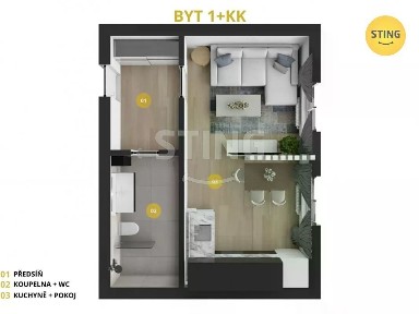 Pronájem bytu 1+kk 25 m² Hviezdoslavova, Opava - Předměstí