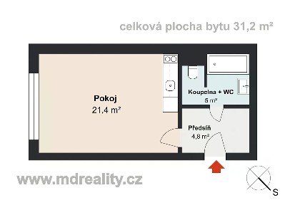 Prodej bytu 1+kk 32 m² Jihlava - Hruškové Dvory