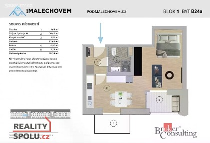 Prodej bytu 1+kk 38 m² Prokopa Velikého, Český Brod