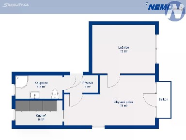 Pronájem bytu 2+1 54 m² Roudenská, České Budějovice - České Budějovice 7