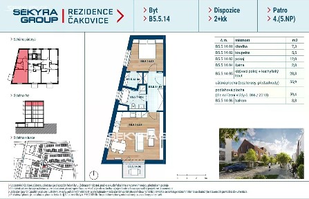 Prodej bytu 2+kk 56 m² Marie Podvalové, Praha - Čakovice