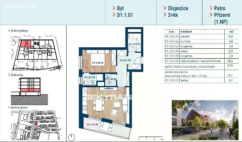 Prodej bytu 2+kk 53 m² Bělomlýnská, Praha - Praha-Čakovice