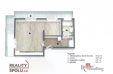 Pronájem bytu 1+kk 42 m² Nad Rokoskou, Praha - Libeň