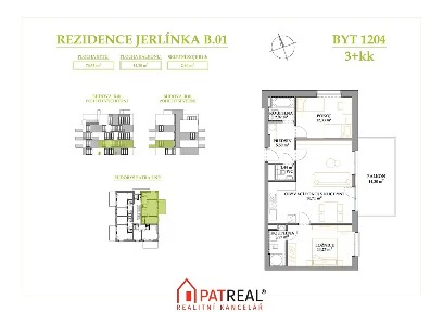 Prodej bytu 3+kk 85 m² Jerlínová, Brno - Žebětín