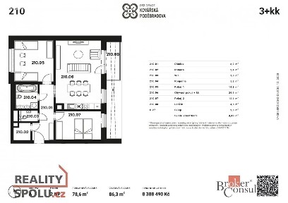 Prodej bytu 3+kk 86 m²