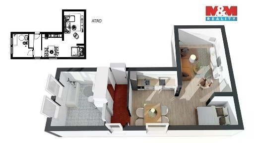 Pronájem bytu 1+kk 38 m² Mánesova, Kostelec nad Orlicí