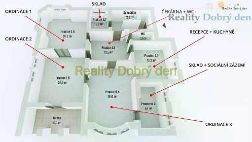 Pronájem ordinace 124 m² Tyršova, Opava - Předměstí