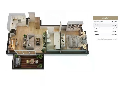 Pronájem bytu 2+kk 38 m² Davídkova, Praha - Libeň